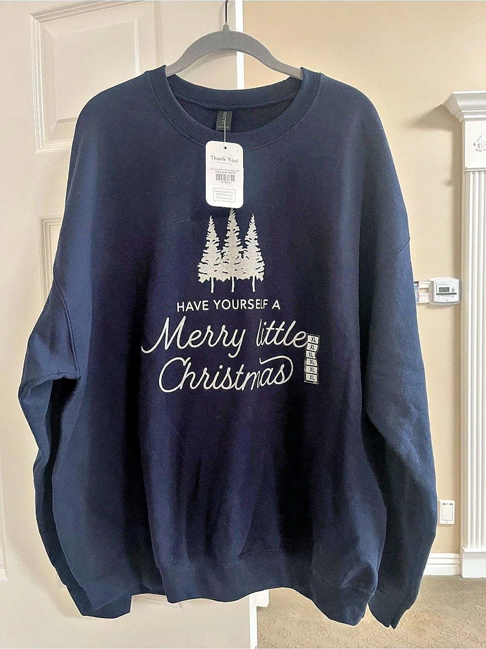 Gildan Heavy Blend Merry Little Christmas Sweatshirt Blue XL
